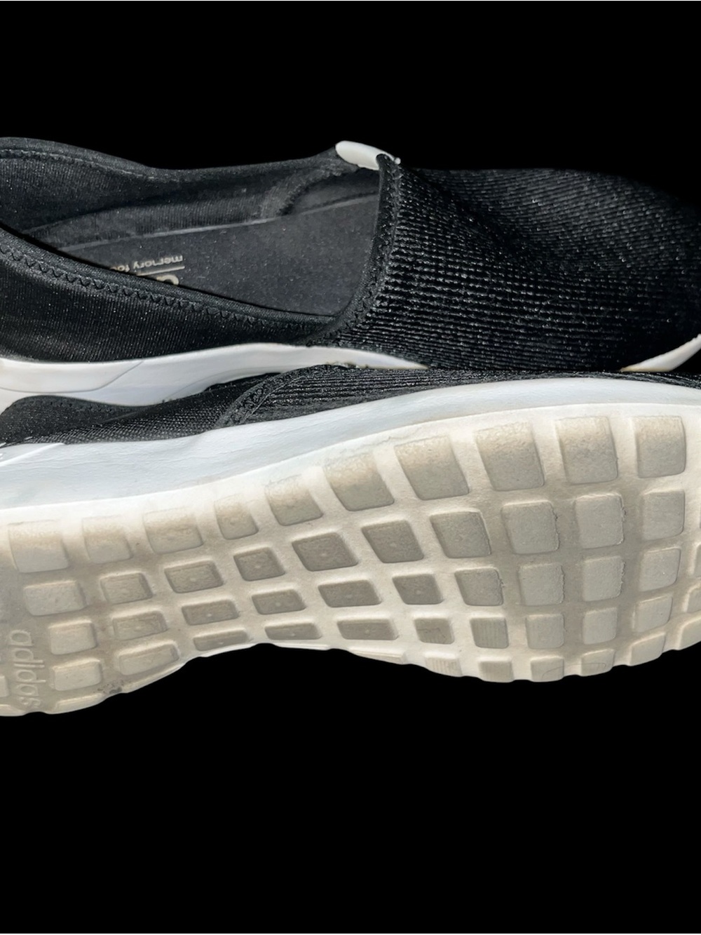 adidas Women Black Knit Slip-On Sneakers with White Soles - Picture 5 of 6